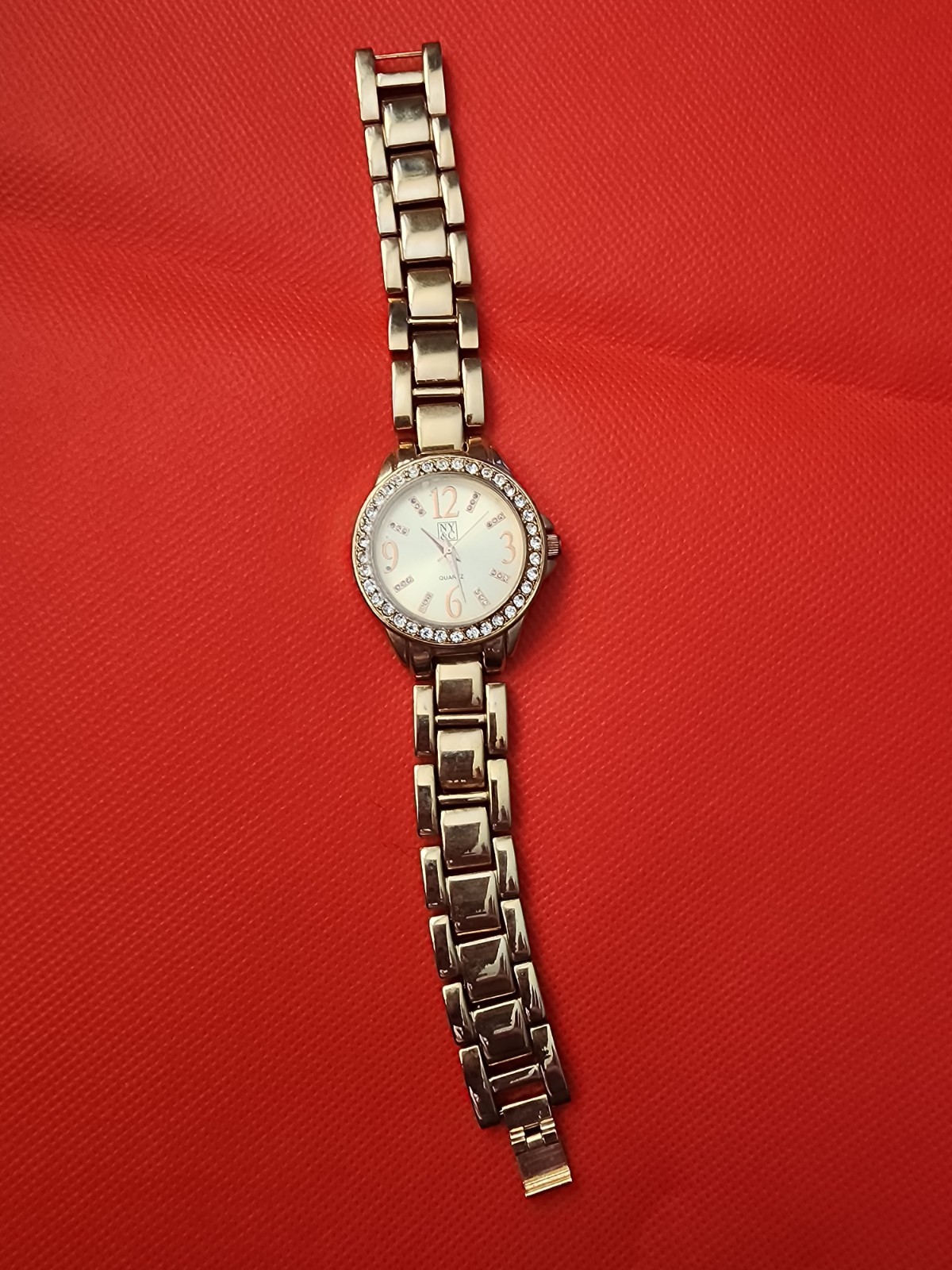 NY&C Women’s Quartz Wristwatch Gold-Tone Gem-Set Bezel Analog Dress Bracelet