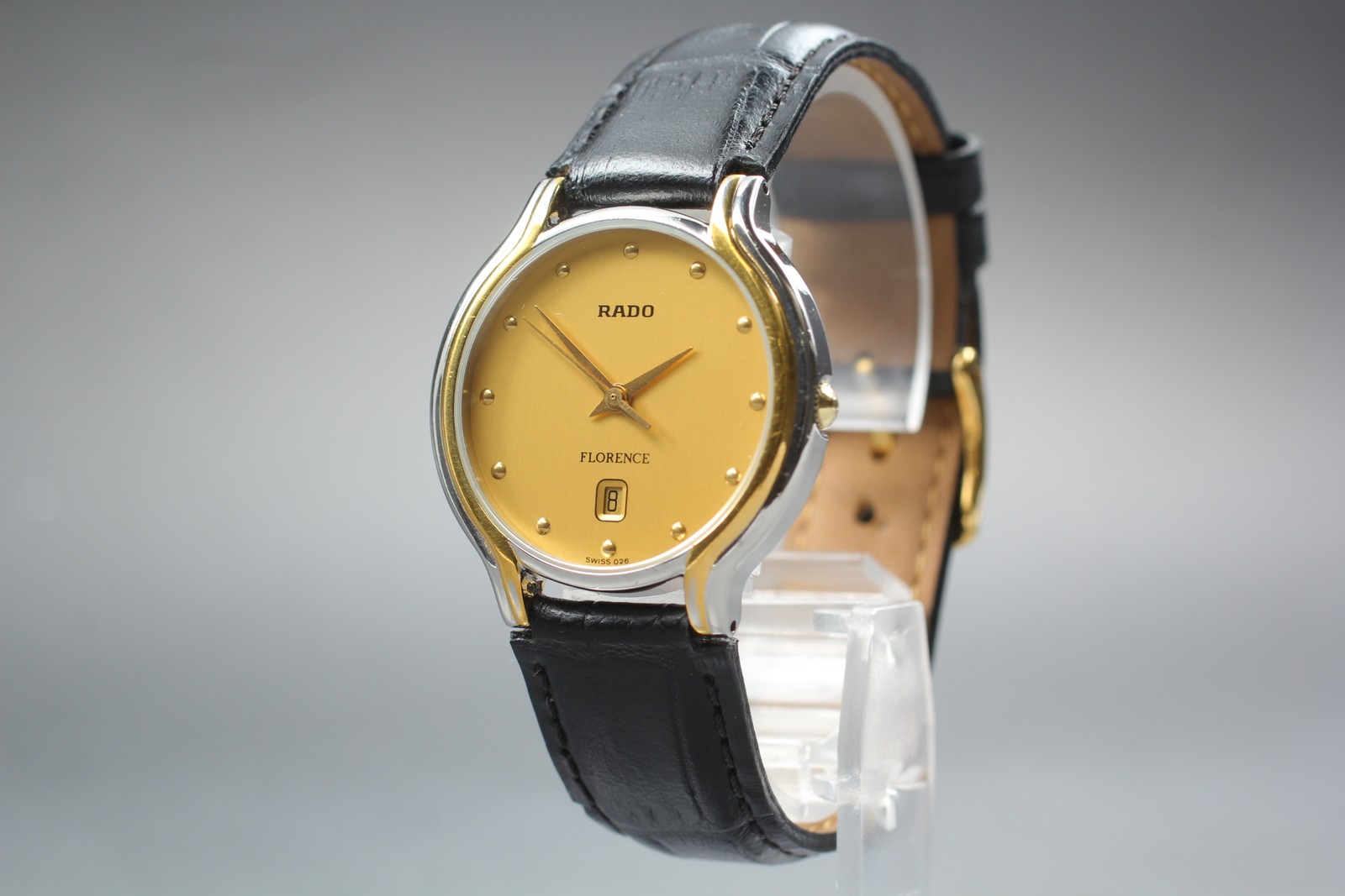 [Near MINT] RADO Florence 129.3644.4 30mm Gold Dial Quartz Date Unisex Watch
