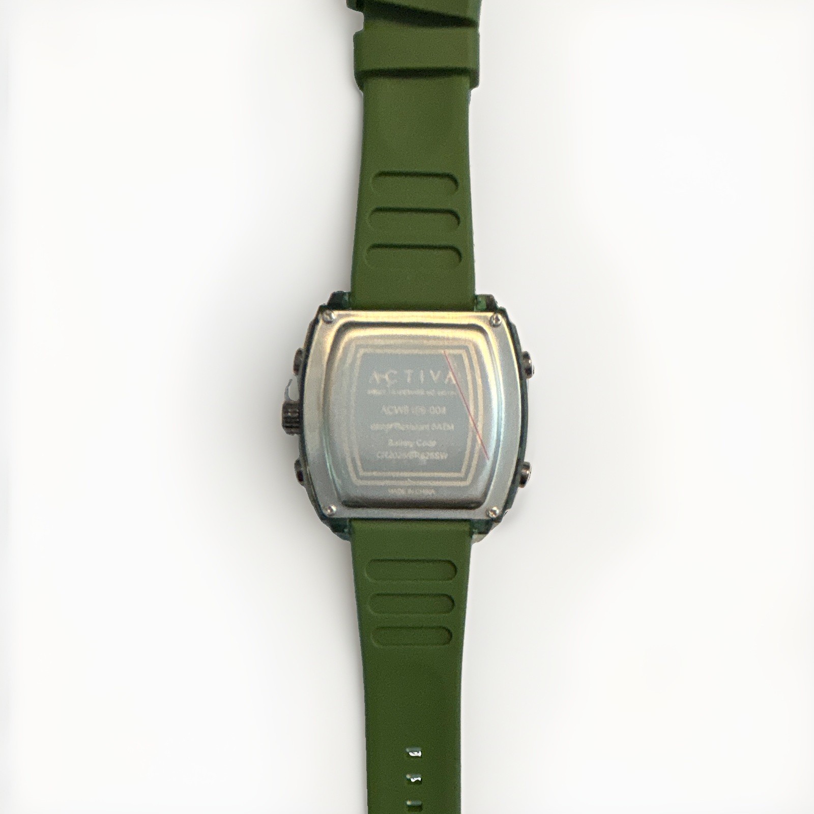 Activa Men Quartz Analog Chronograph Date Black Dial Green Silicone Strap 3ATM