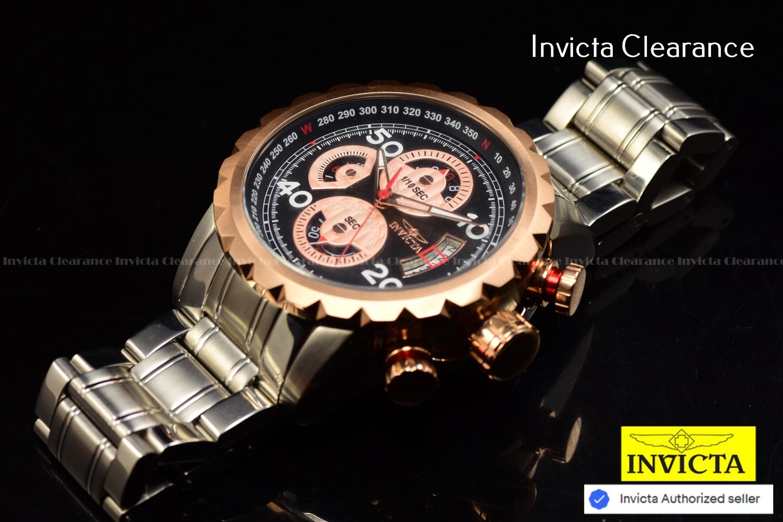 Invicta Women’s Aviator Blue Silicone Band Chronograph Gold Tone 36mm MOP Watch