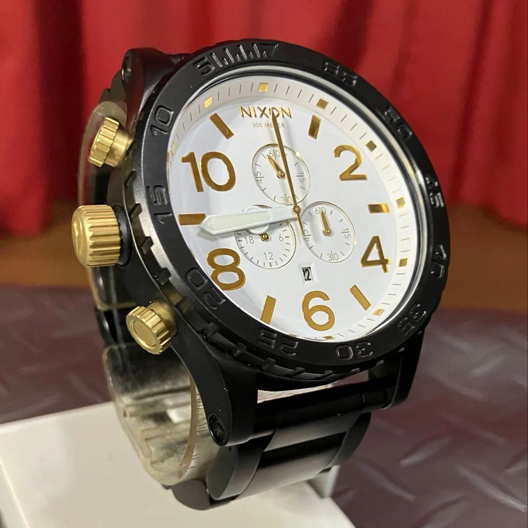 Nixon 51-30 Chrono Custom Quartz Stainless Steel Matte Black 51mm White Dial