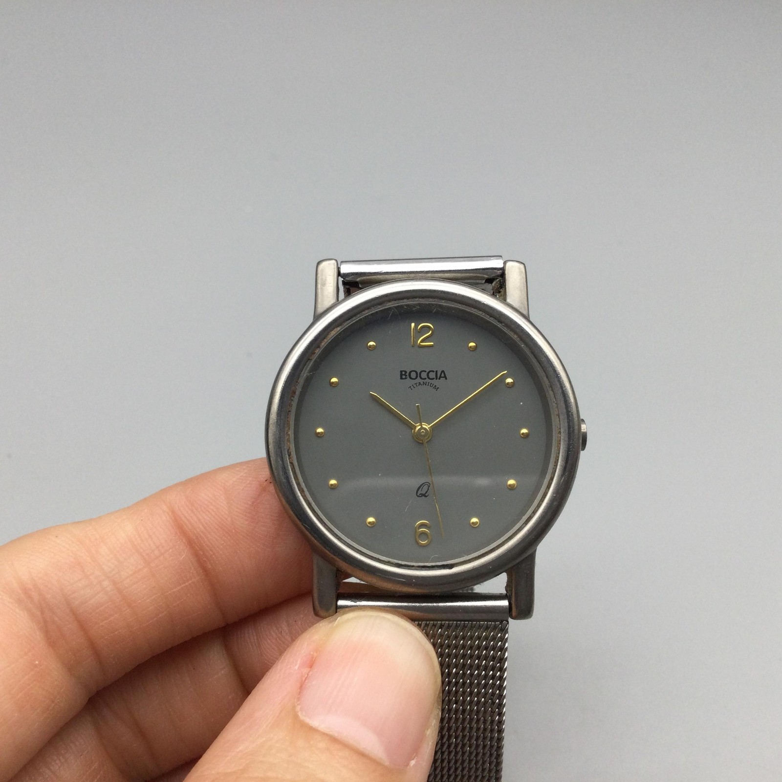 Boccia Titanium Watch Mens 33mm Silver Mesh Swiss 3 BAR Adj Band New Battery
