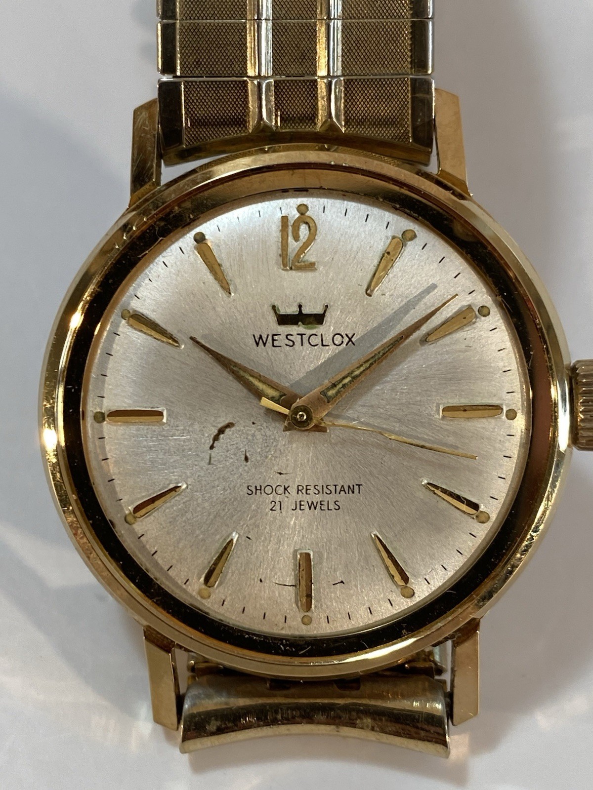 Westclox Crown Line Watch Manual Wind 17 Jewels With Box No Crystal Not Working