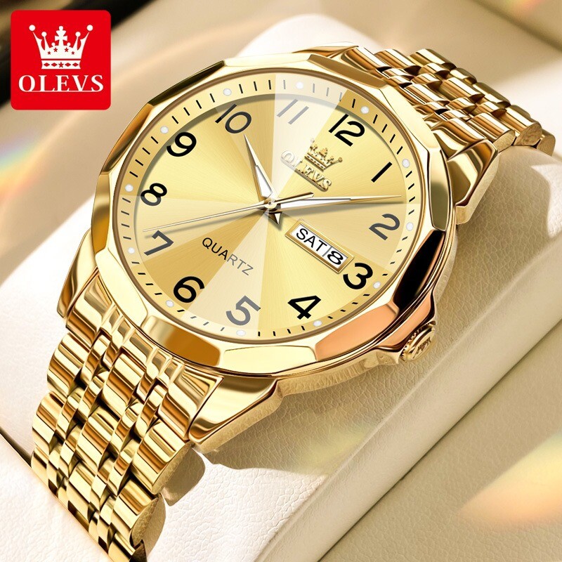 OLEVS Luxury Men’s Quartz Watch Business 3 Bar Luminous Stainless Steel Watch