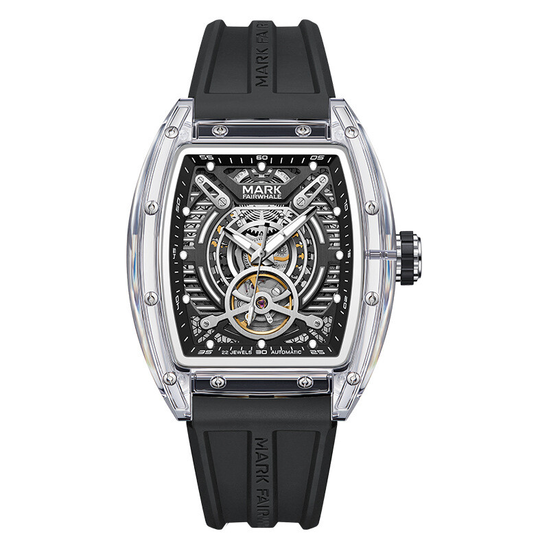 MARK FAIRWHALE Men’s Tonneau Silicone Luminous Mechanical Automatic Wristwatch