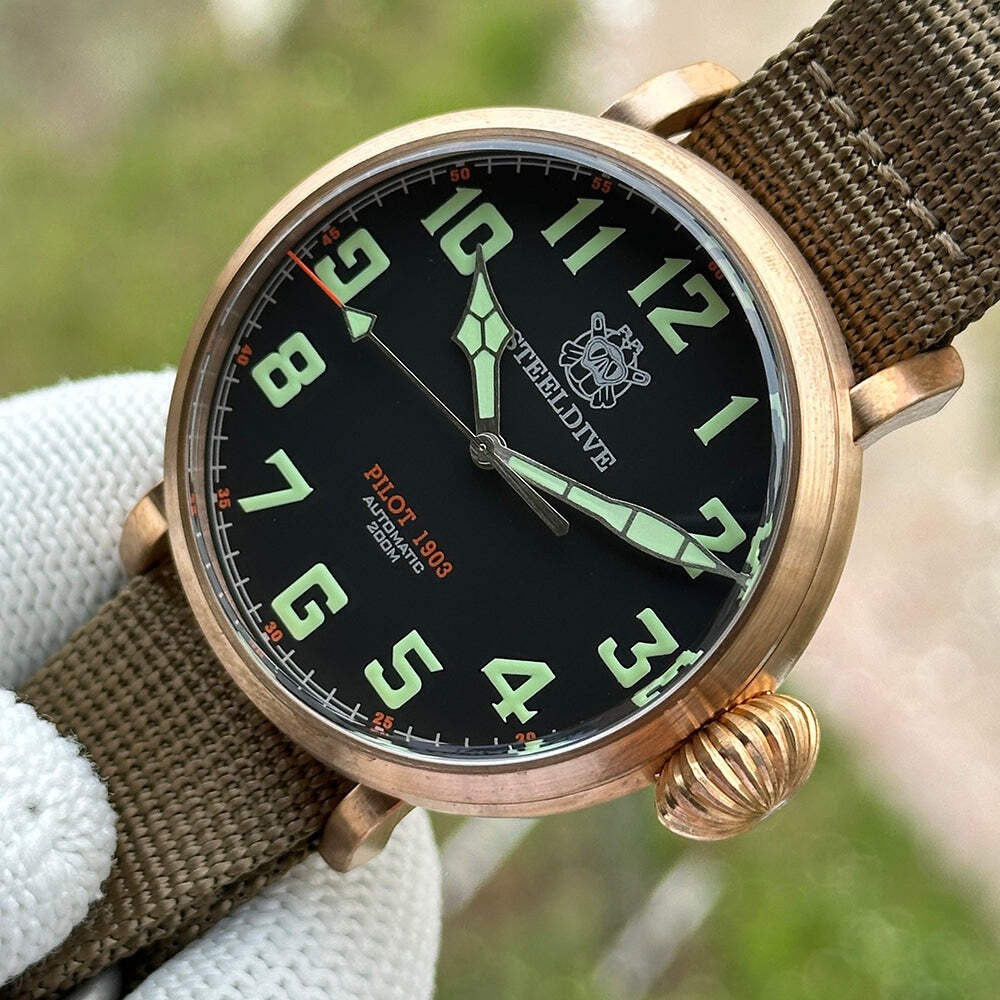 STEELDIVE SD1903S — C3 Green 46.5MM Bronze Case 200M NH35 Men’s Dive Watch