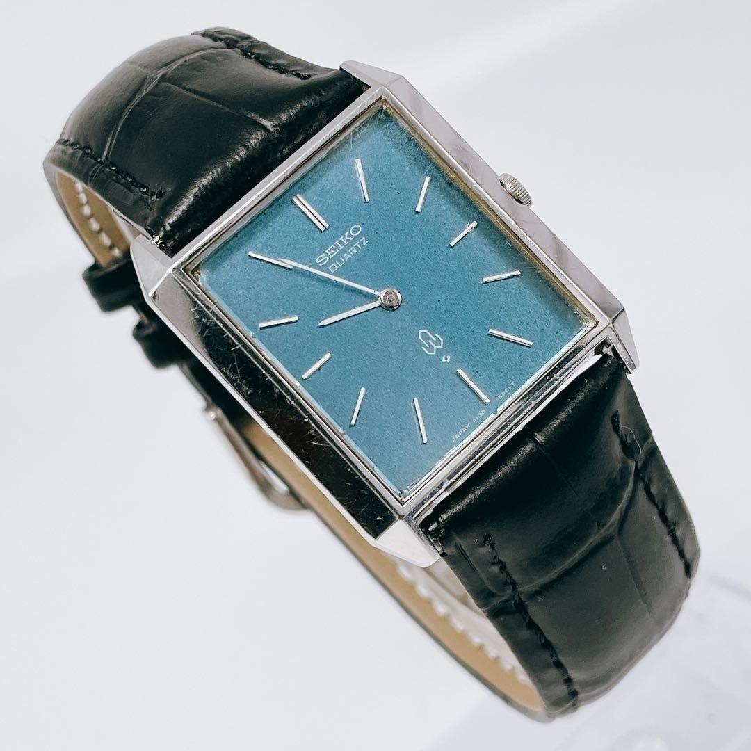 New Battery Working Seiko Chariot Vintage Watch 4130 5001 SEIKO Square Blue Dial