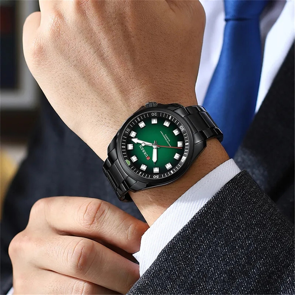 CURREN Men Quartz Watch Stainless Steel Luminous Wristwatch Male Sport Watches
