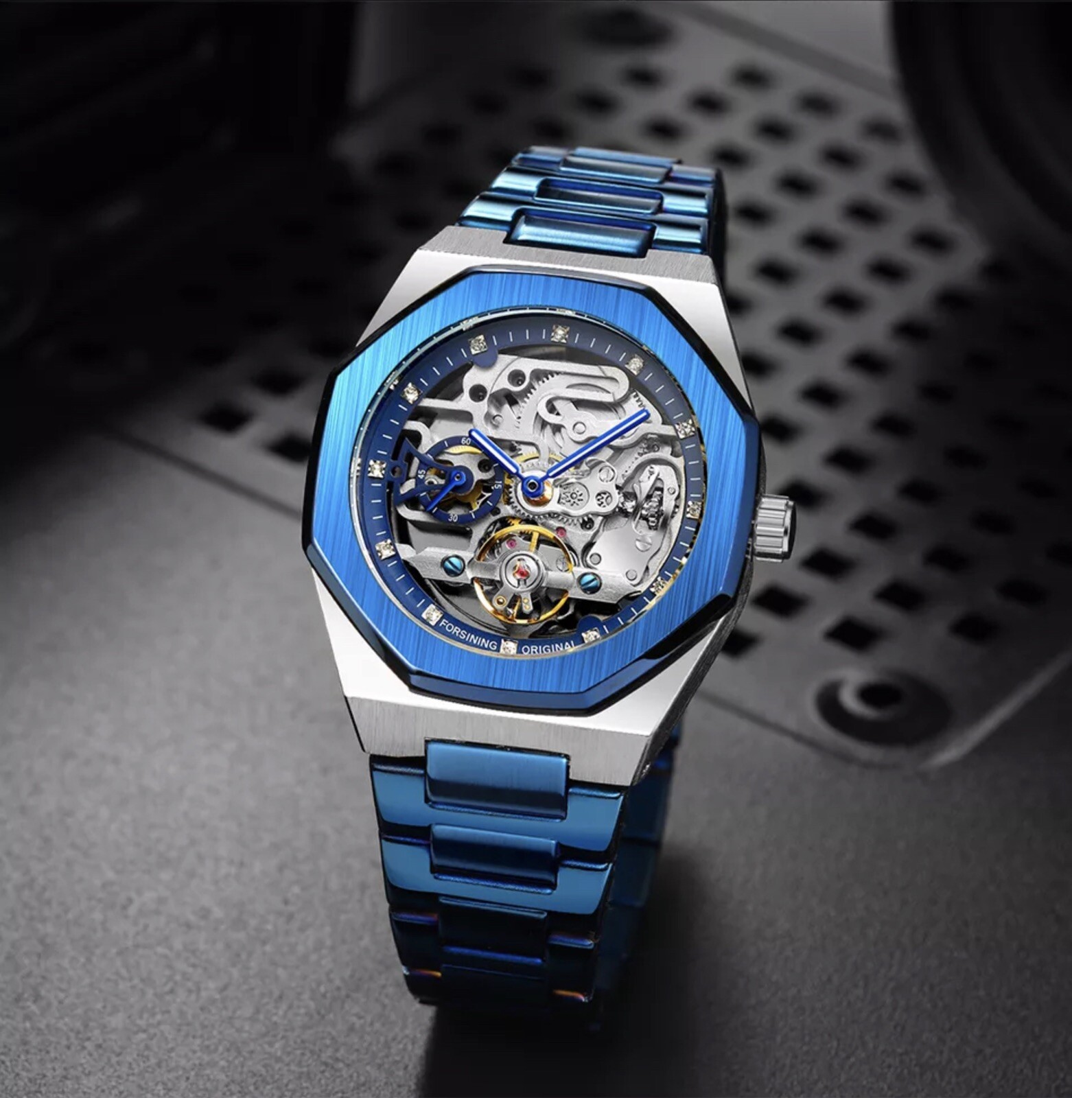 Men’s Skeleton Mechanical Luminous Luxury Waterproof Octagon Shape Watch