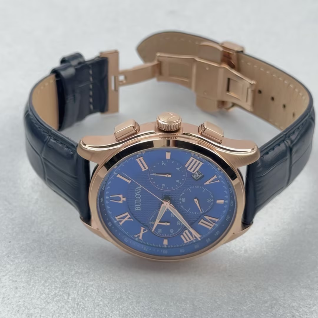 Bulova Wilton 97B170 Classic Blue Dial Chronograph Quartz Men’s Watch 46.5MM