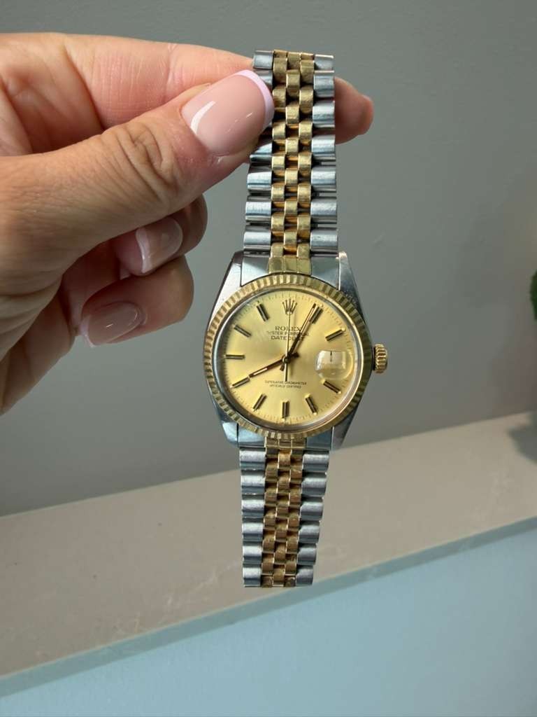 Rolex Oyster Perpetual Datejust Two-Tone Gold Dial Fluted Bezel Date 36mm