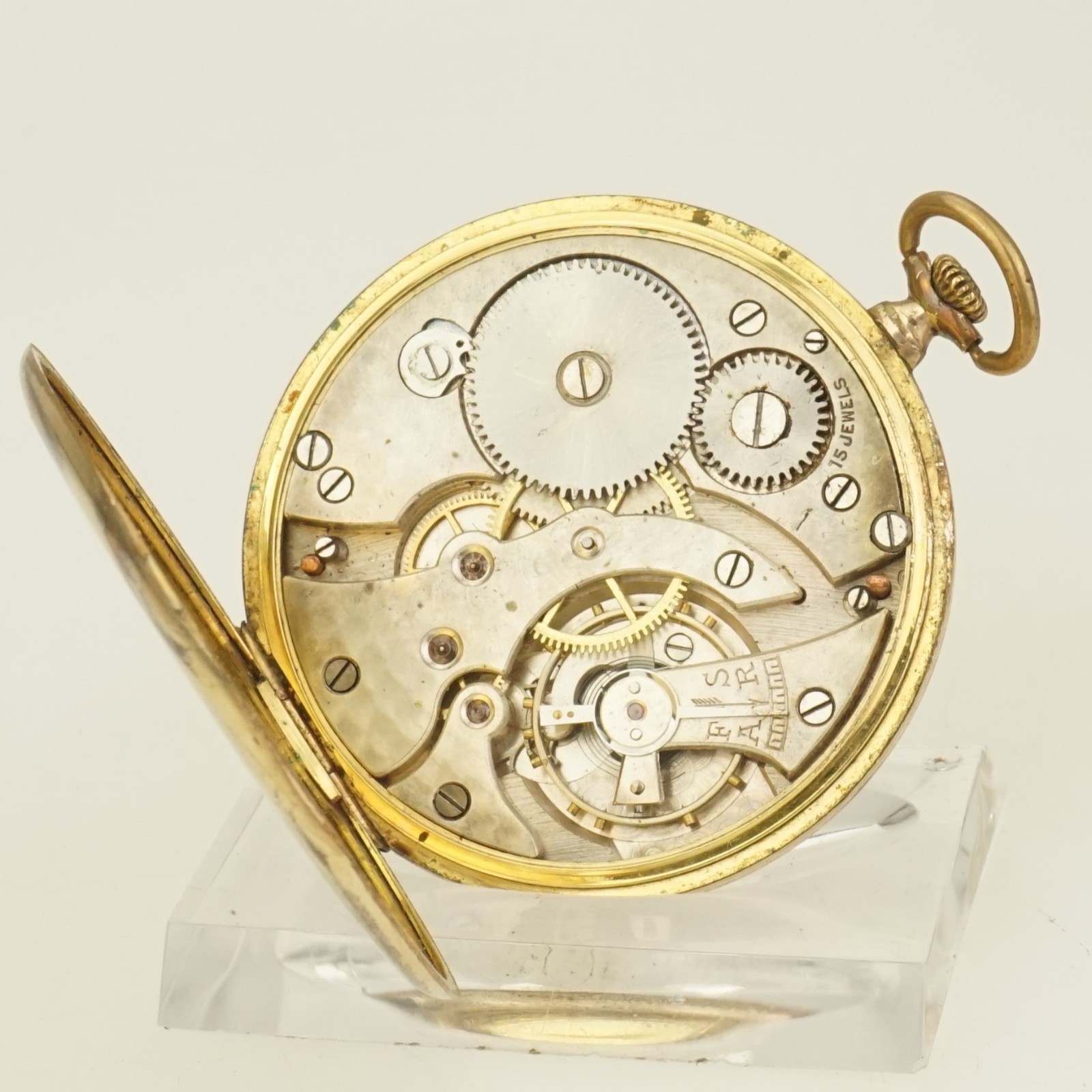 High-Grade! Gold pl TEMPO Pocket Watch Men’s no fusee no duplex no repeater RAR