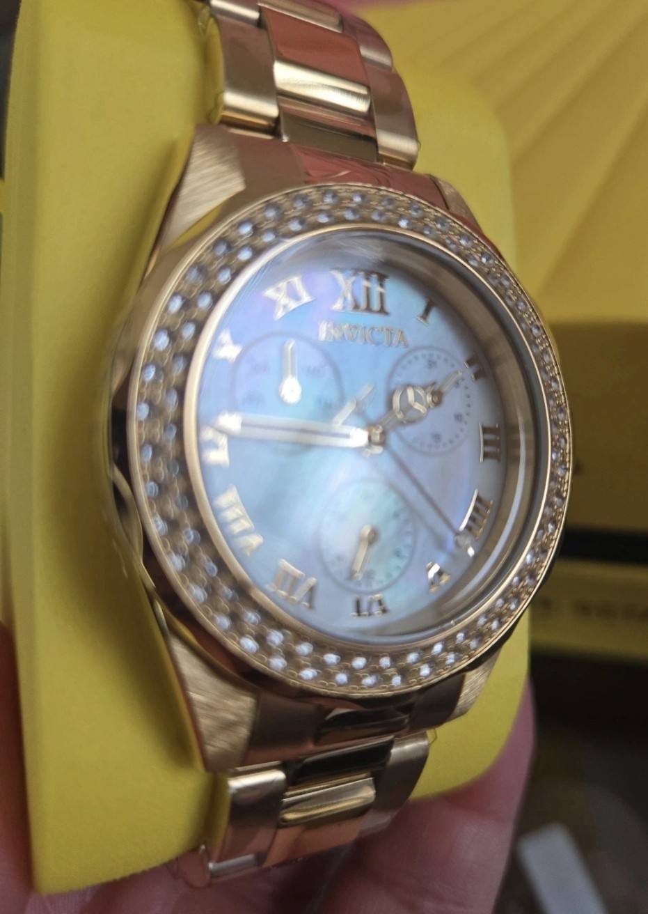 28438 Invicta Angel Women’s Mother Of Pearl Dial Austrian Crystal Bezel Watch 38