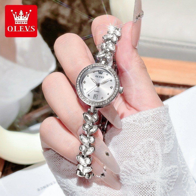 OLEVS Diamond Small Dial Wristwatch Calendar Luminous Quartz Watch for Women