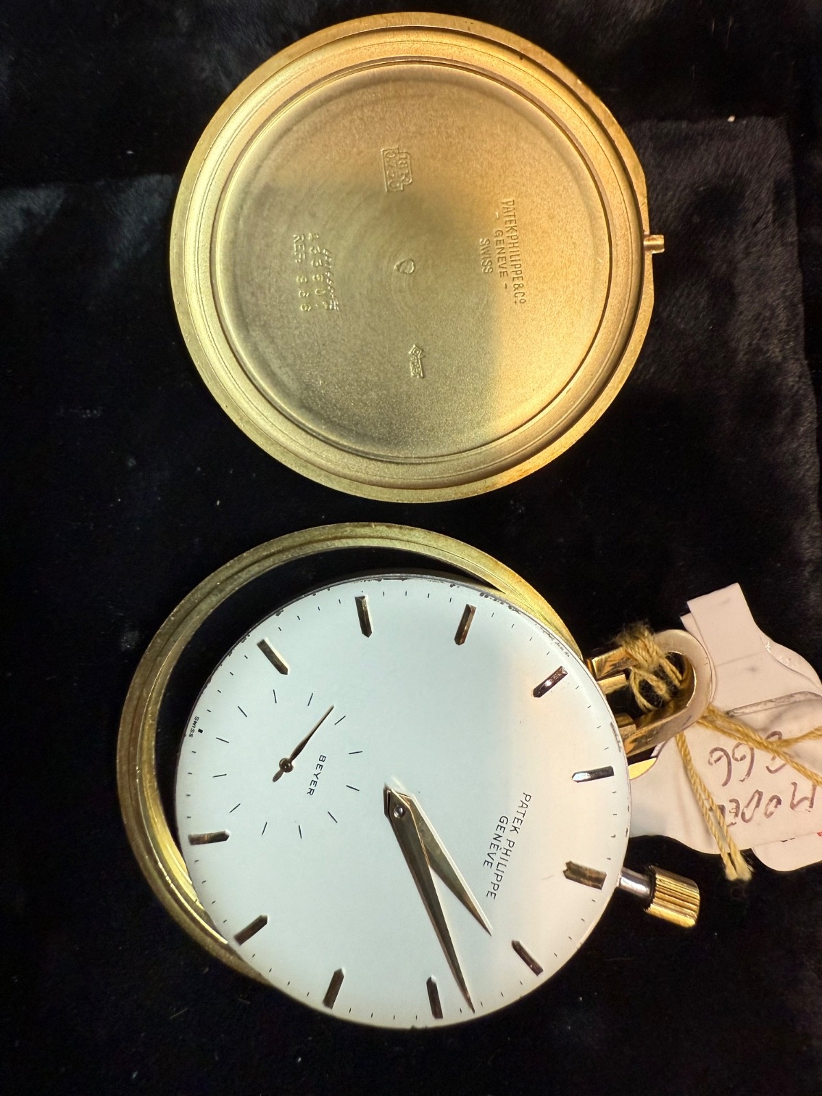 Patek Philippe Model 866 Open Face Pocket Watch 18k YG 47mm White Stick Dial BOX