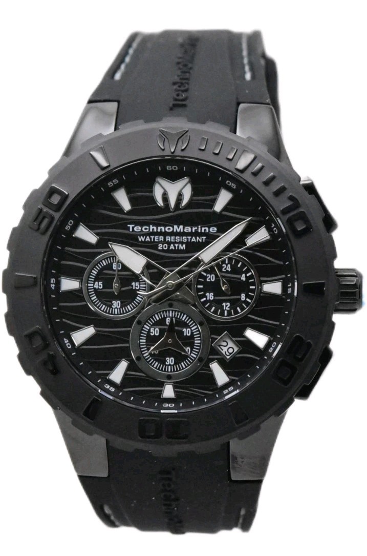 NEW TECHNOMARINE TM-115081 CRUISE MEDUSA BLACK CHRONOGRAPH WATCH 44MM 200M