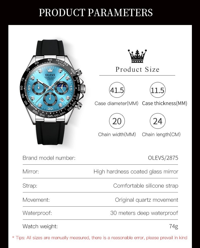 Waterproof Watch OLEVS Quartz Luxury Men’s Business Luminous Date Men Strap