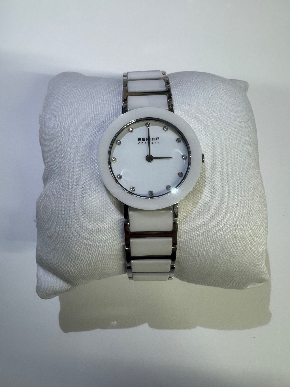 Bering Time Ceramic Silver Stainless Steel Ceramic Links Women’s Watch 11435-754