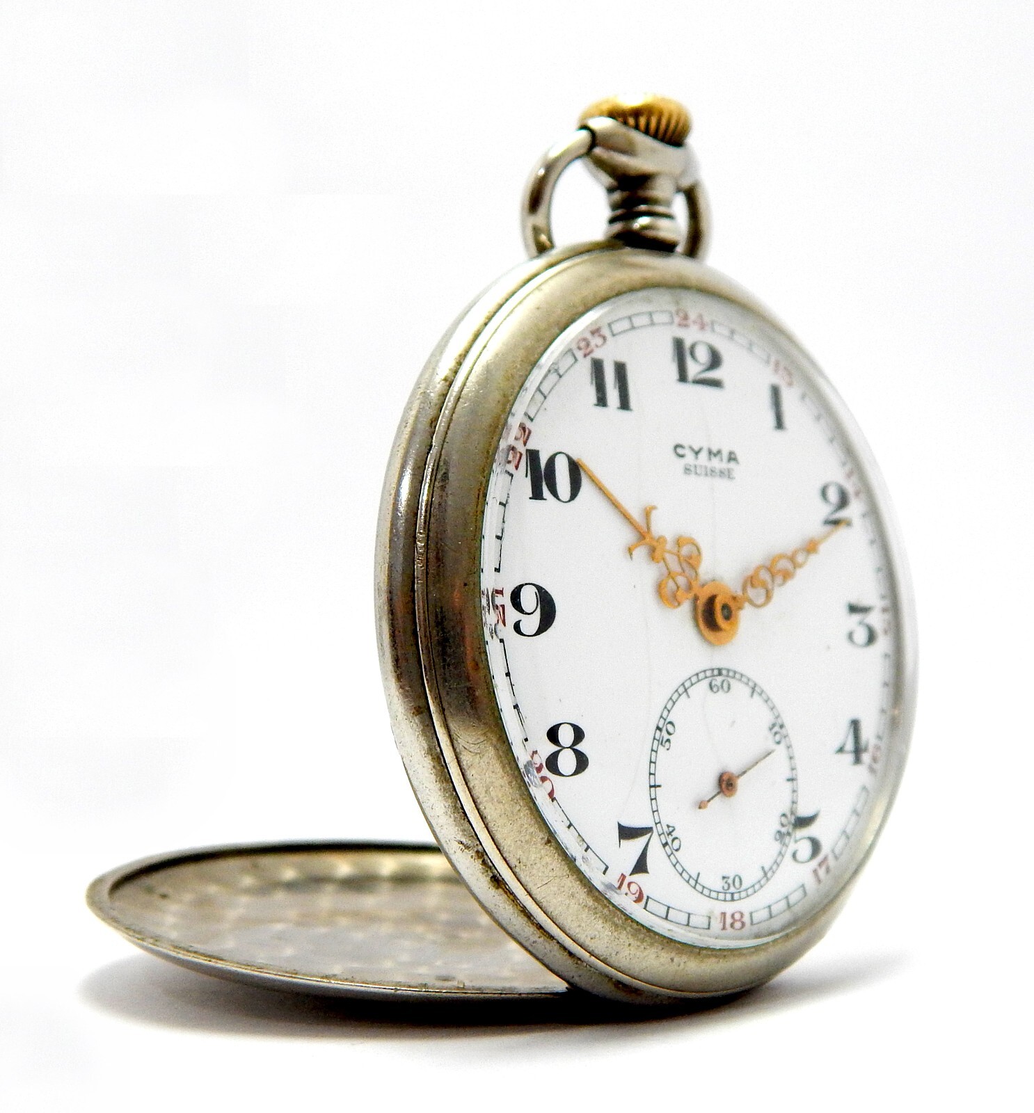 Pocket Watch CYMA Suisse Open Face Dial Porcelain 50mm 1910c To Restore Parts