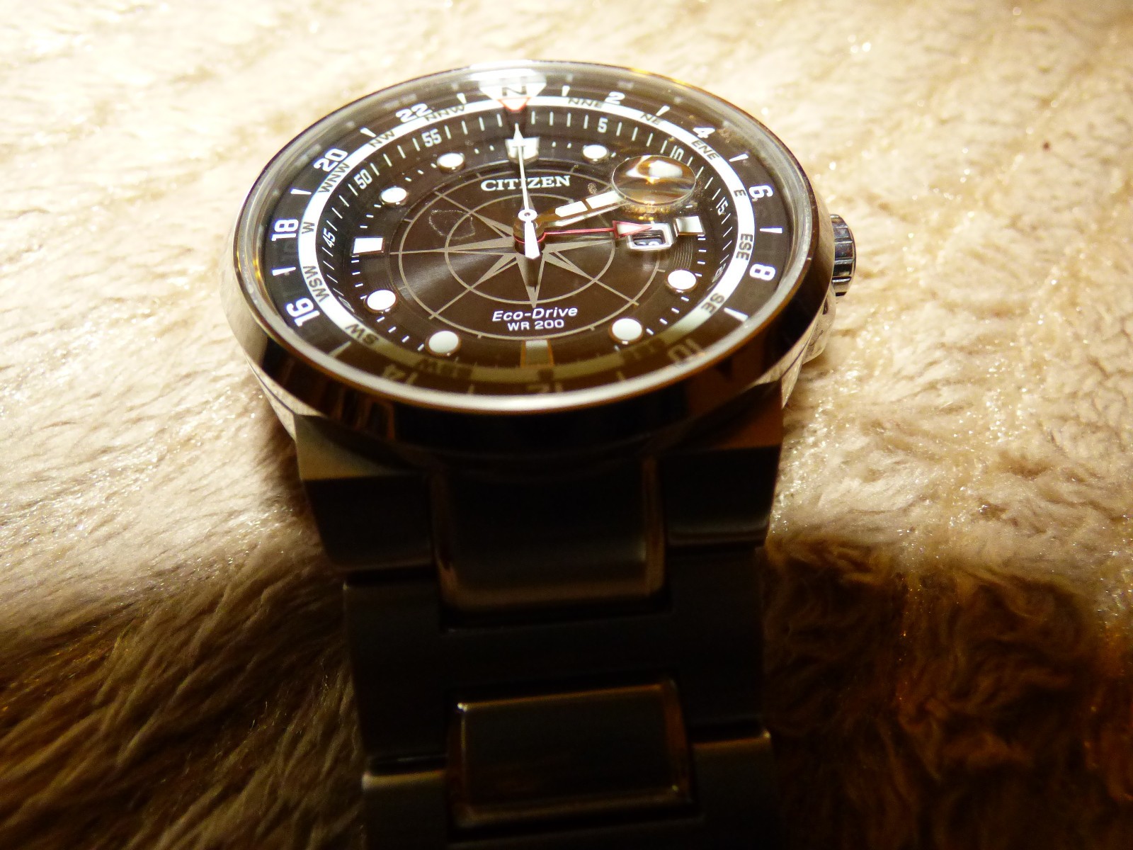 CITIZEN ECO-DRIVE ENDEAVOUR GMT BLACK WHITE DIAL MENS WATCH. BJ7140-53E