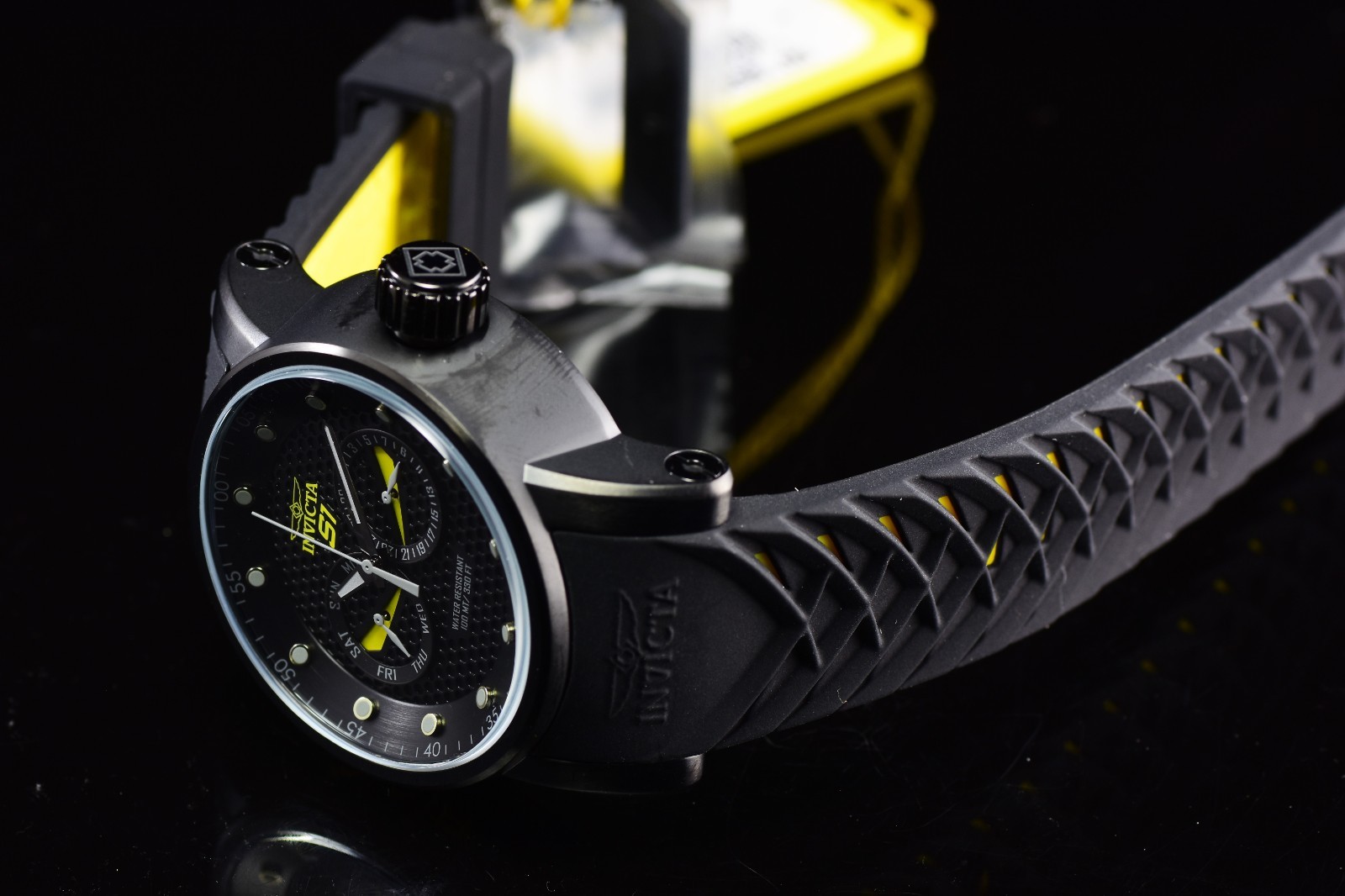 Invicta Men’s S1 RALLY NINJA Black Dial Yellow Accent Black Tone Men’s Watch