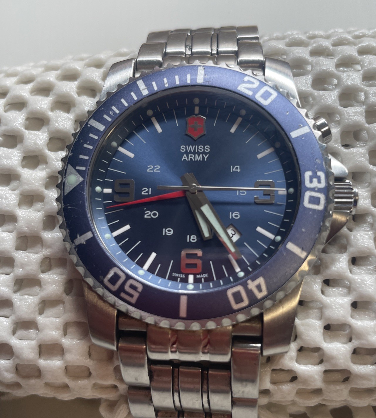 Victorinox Swiss Army Maverick II Watch Men 43mm Stainless Blue New Battery