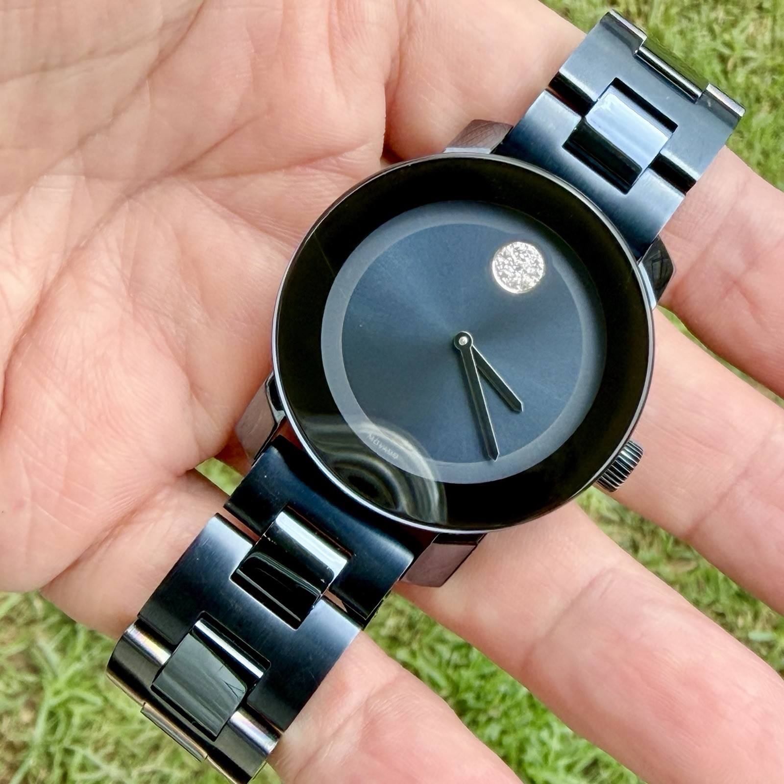 Movado BOLD Dark Blue Ceramic Dark Blue Dial 36mm Watch MB.01.3.14.6037 NEW BATT