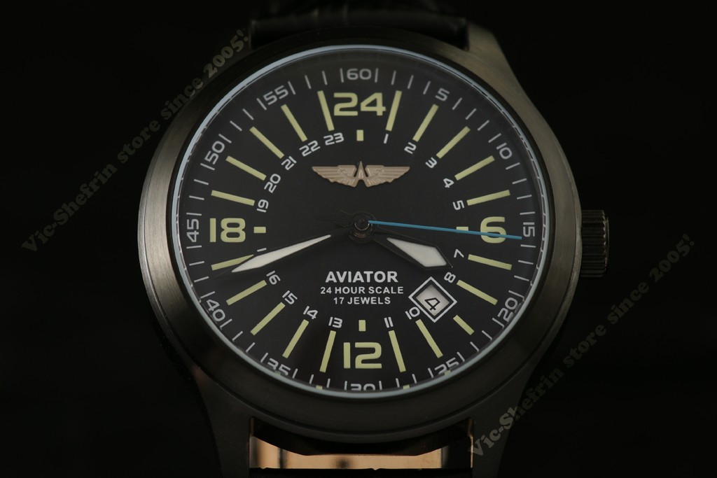 MILITARY style Automatic 24H mode mechanical watch Raketa AVIATOR Russian NOS!!