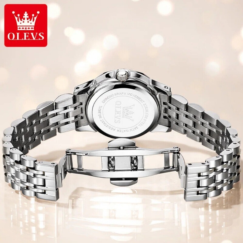 OLEVS Luxury Men’s Quartz Watch Business 3 Bar Luminous Stainless Steel Watch