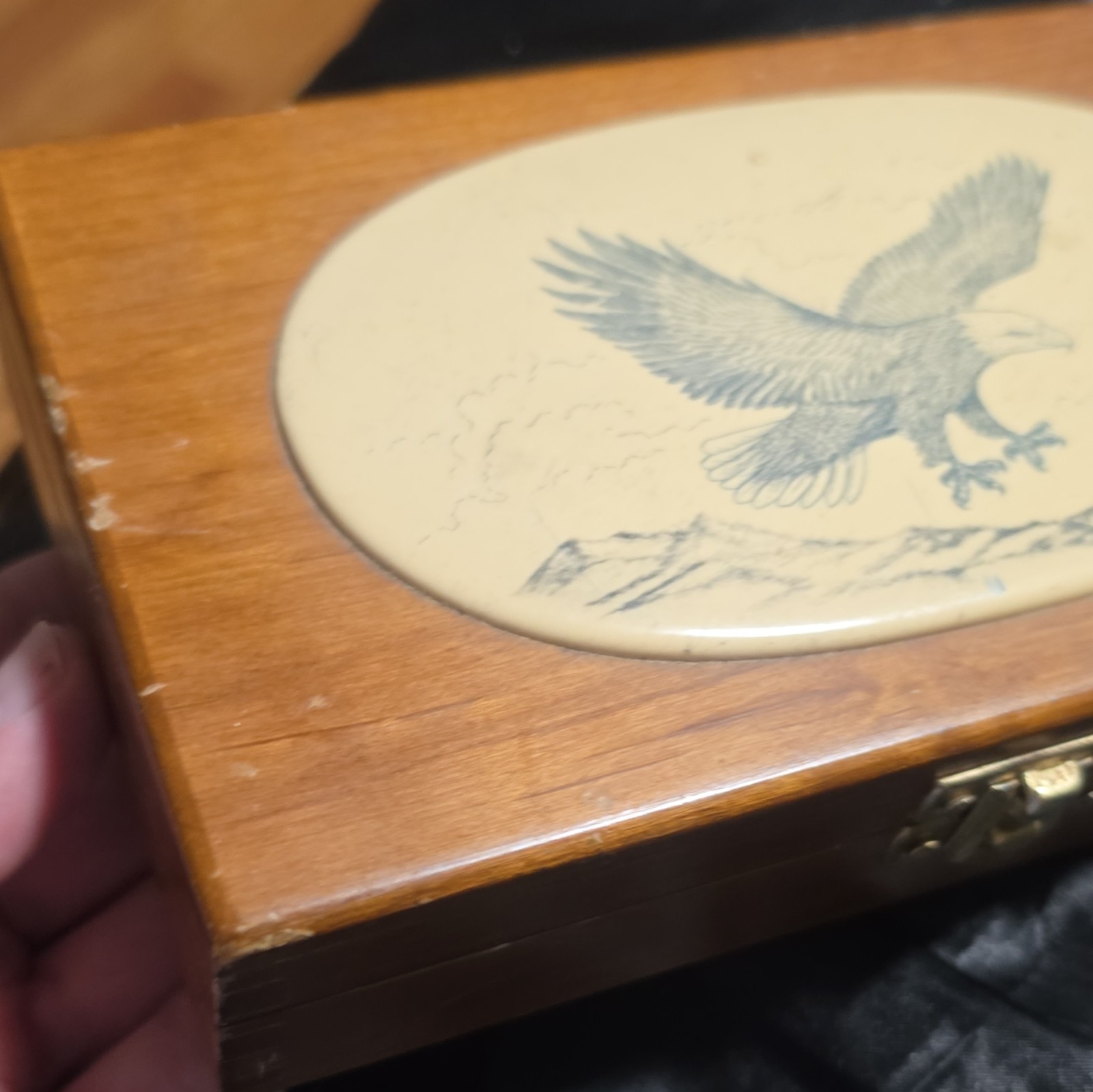 Colibri Swiss Quartz Full Hunter Eagle Pocket Watch Gold Dial w/ Chain & Box