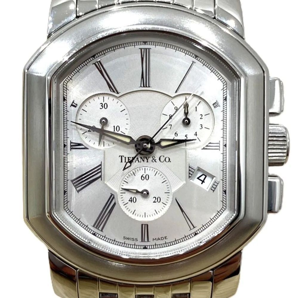 Tiffany & Co. Mark Coupe Chronograph Quartz Storage Bag Silver Date Dial Auth