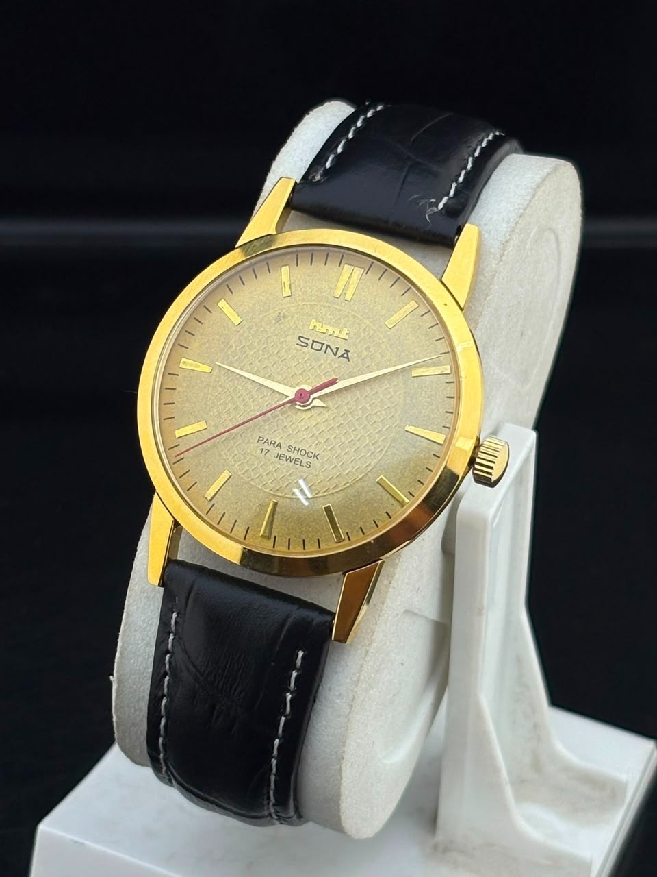 vintage refurbished hmt sona gold dial wristwatch fully working condition