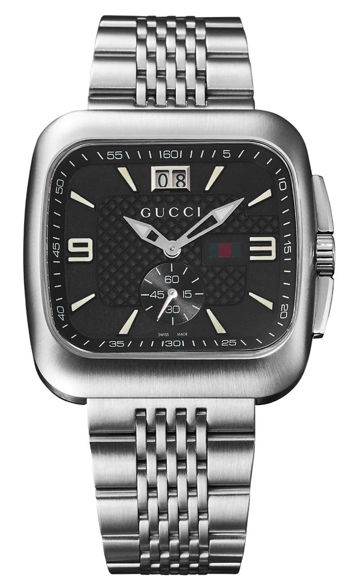 Gucci G-Coupe Stainless Steel Black Dial Date Quartz Mens Watch YA131305