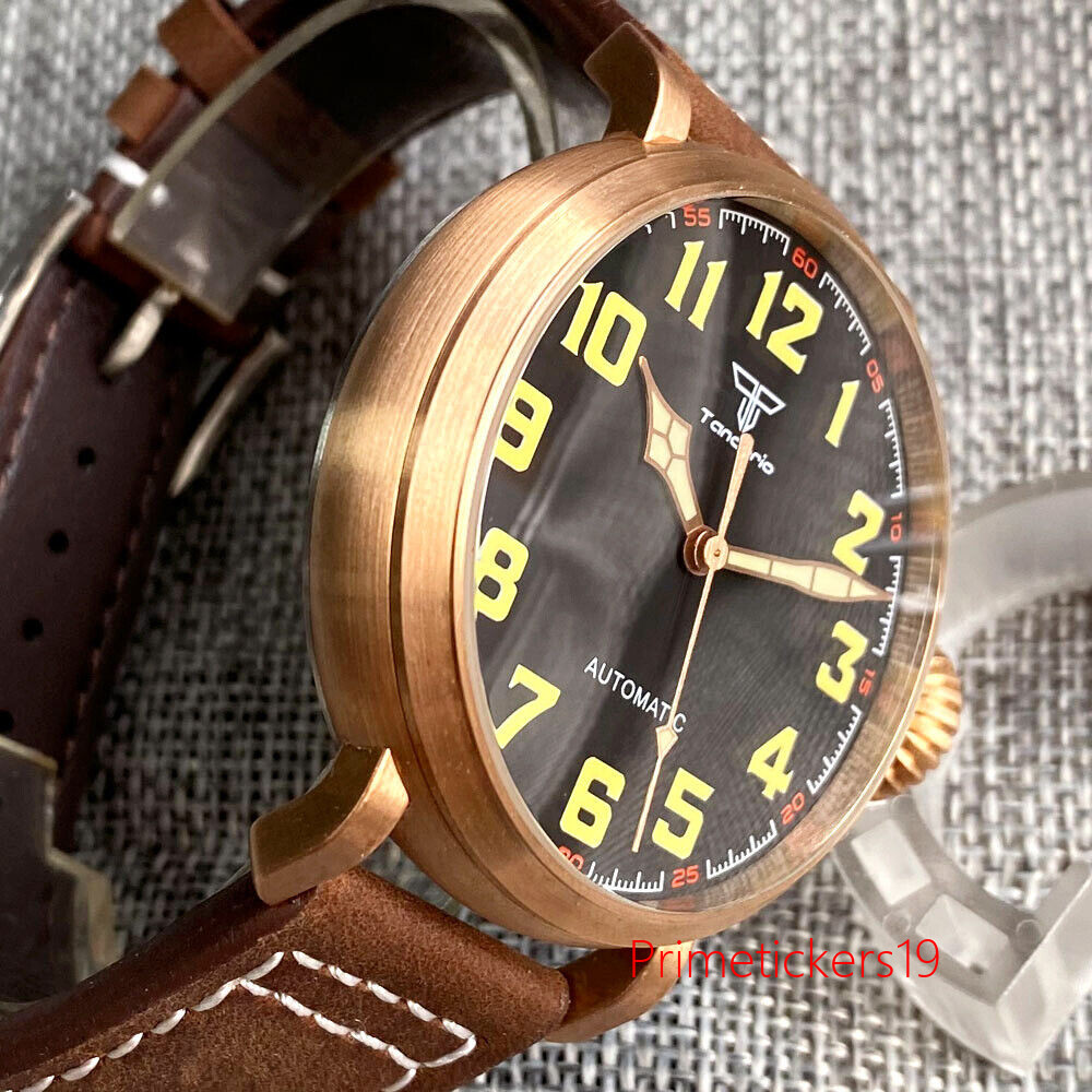 Tandorio 46.5mm Real CUSN8 Big Bronze Automatic Men Watch Sapphire NH35A PT5000