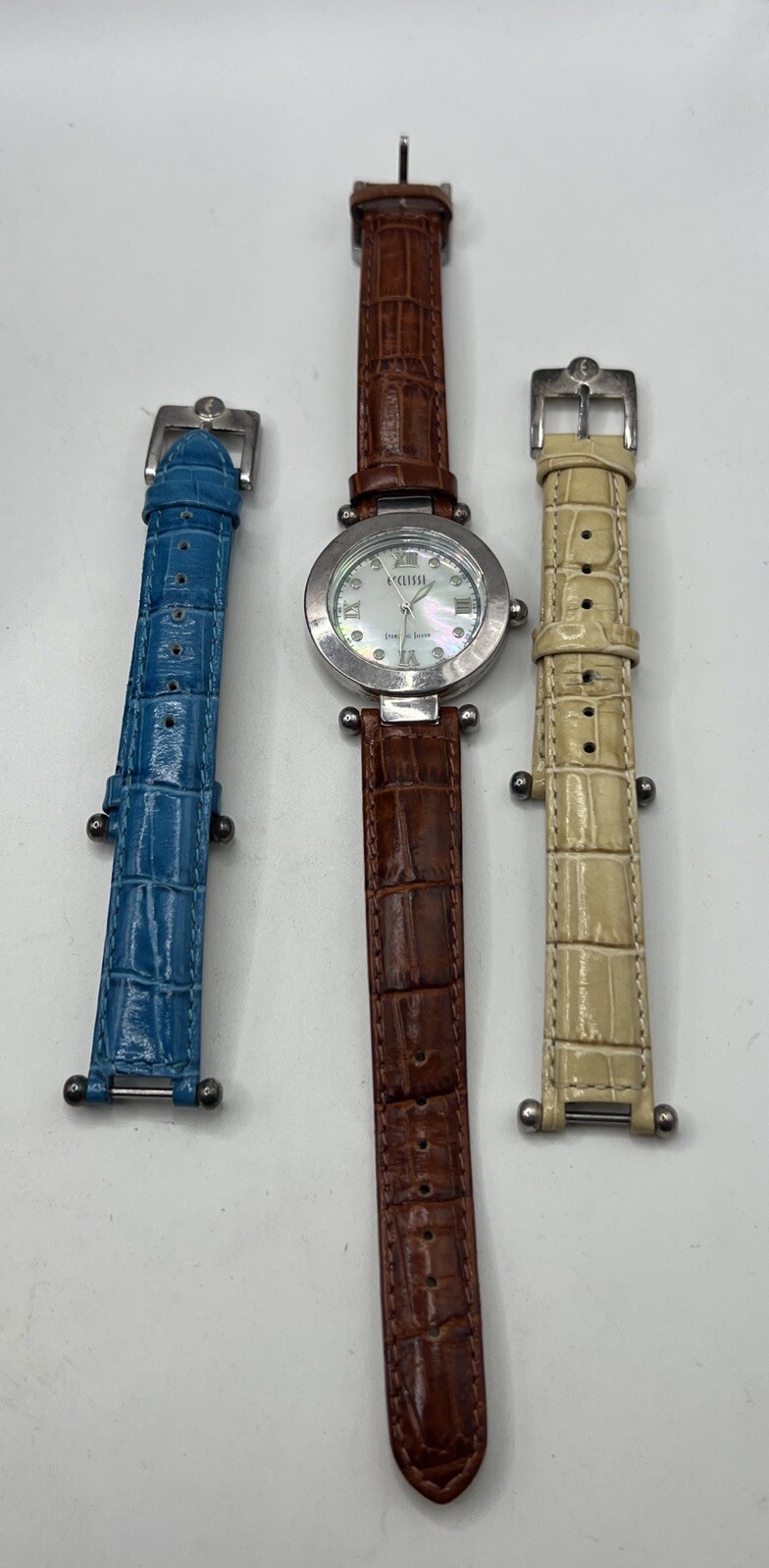 Ladies ECCLISSI All Sterling Silver Mother of Pearl Dial Watch 22340 EXTRA BANDS