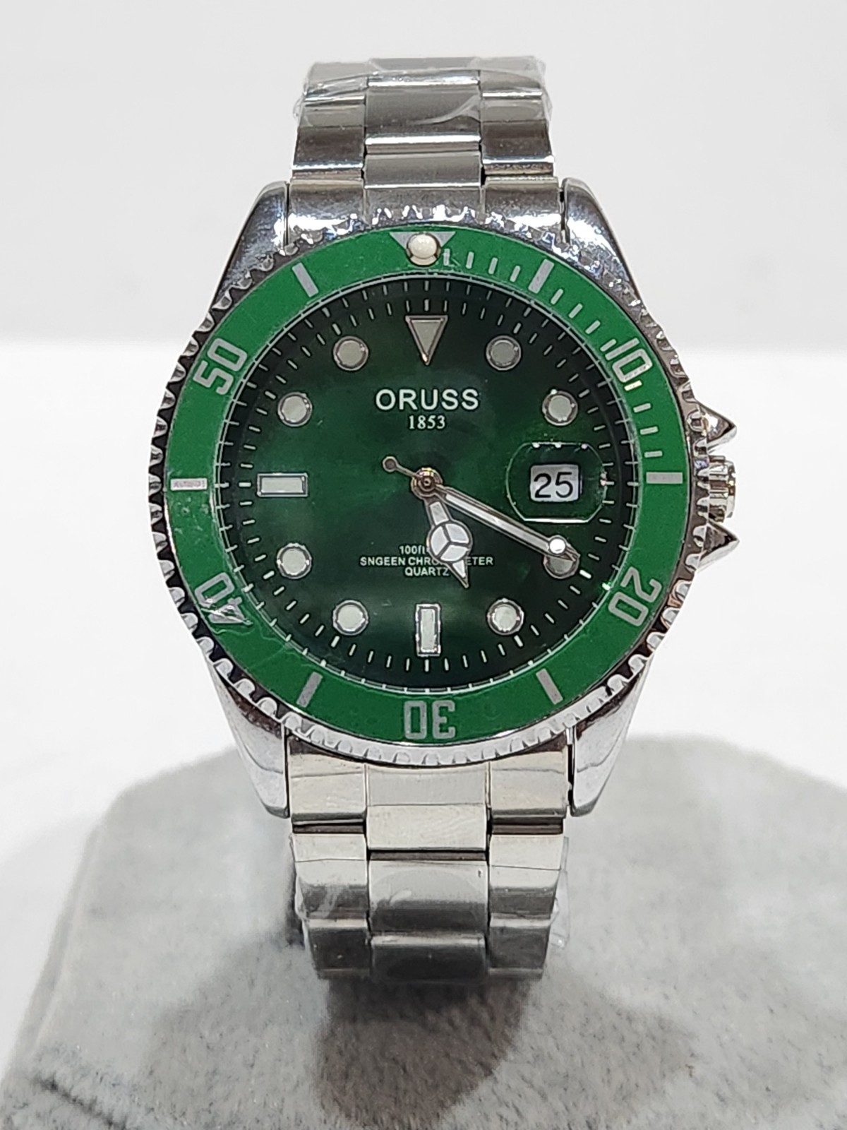 ORUSS 1853 Men’s Quartz Watch Green Dial Submariner Style Stainless Steel New