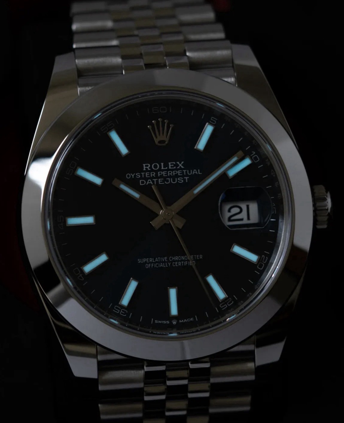 Rolex Datejust 41mm Blue Dial Jubilee Smooth Bezel Auto Watch Box Papers