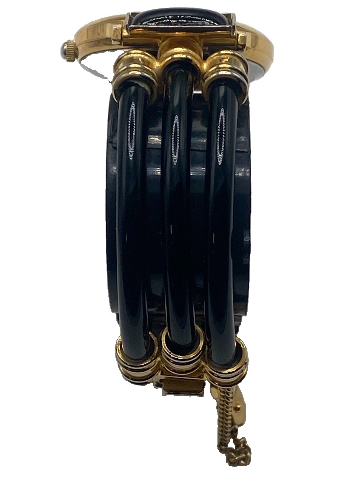 Laurana 32mm italian designer Ladies watch Black Enamel & Gold Plate accents VTG