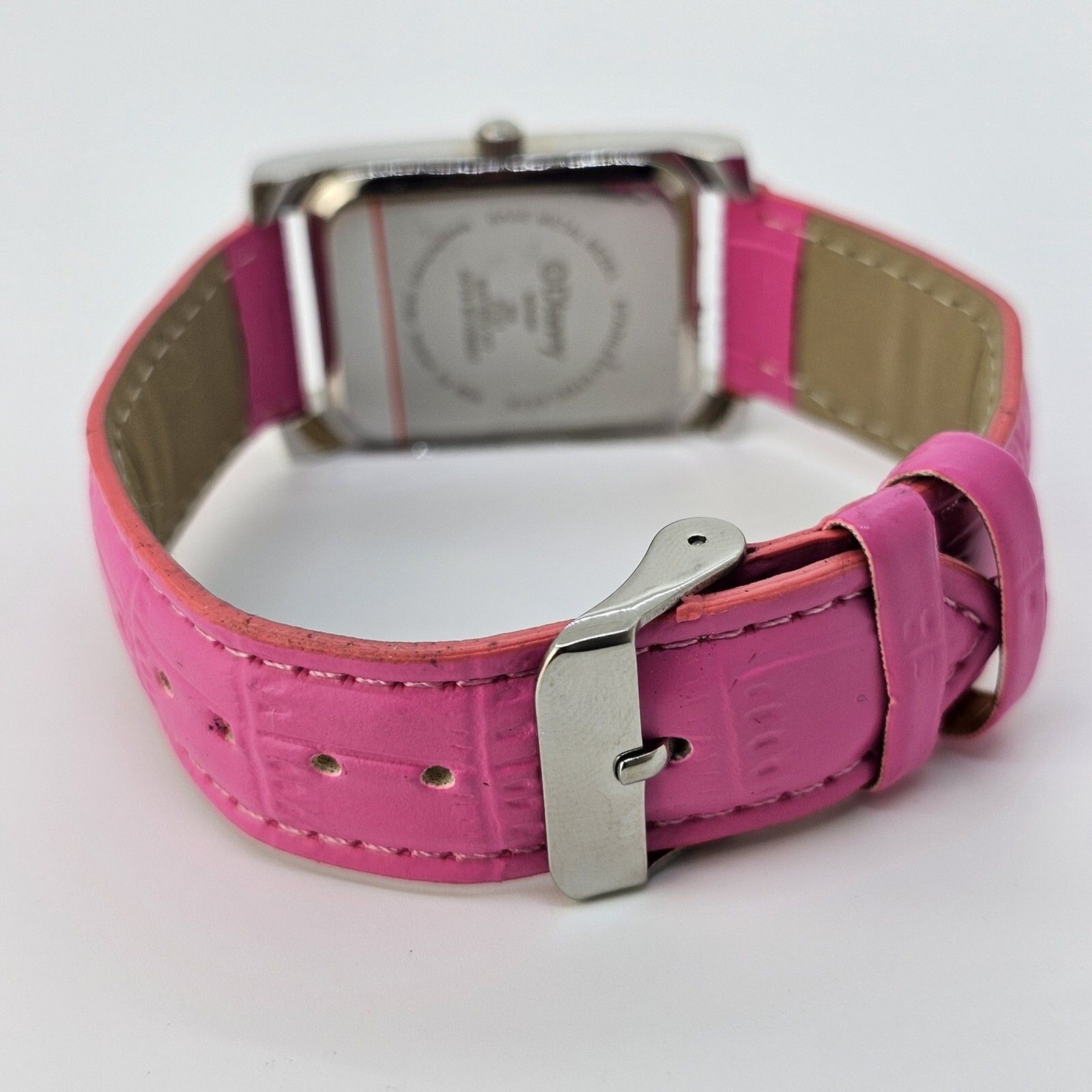 Minnie Mouse Women’s Watch 26MM White Dial Pink Leather Band Straps New Battery
