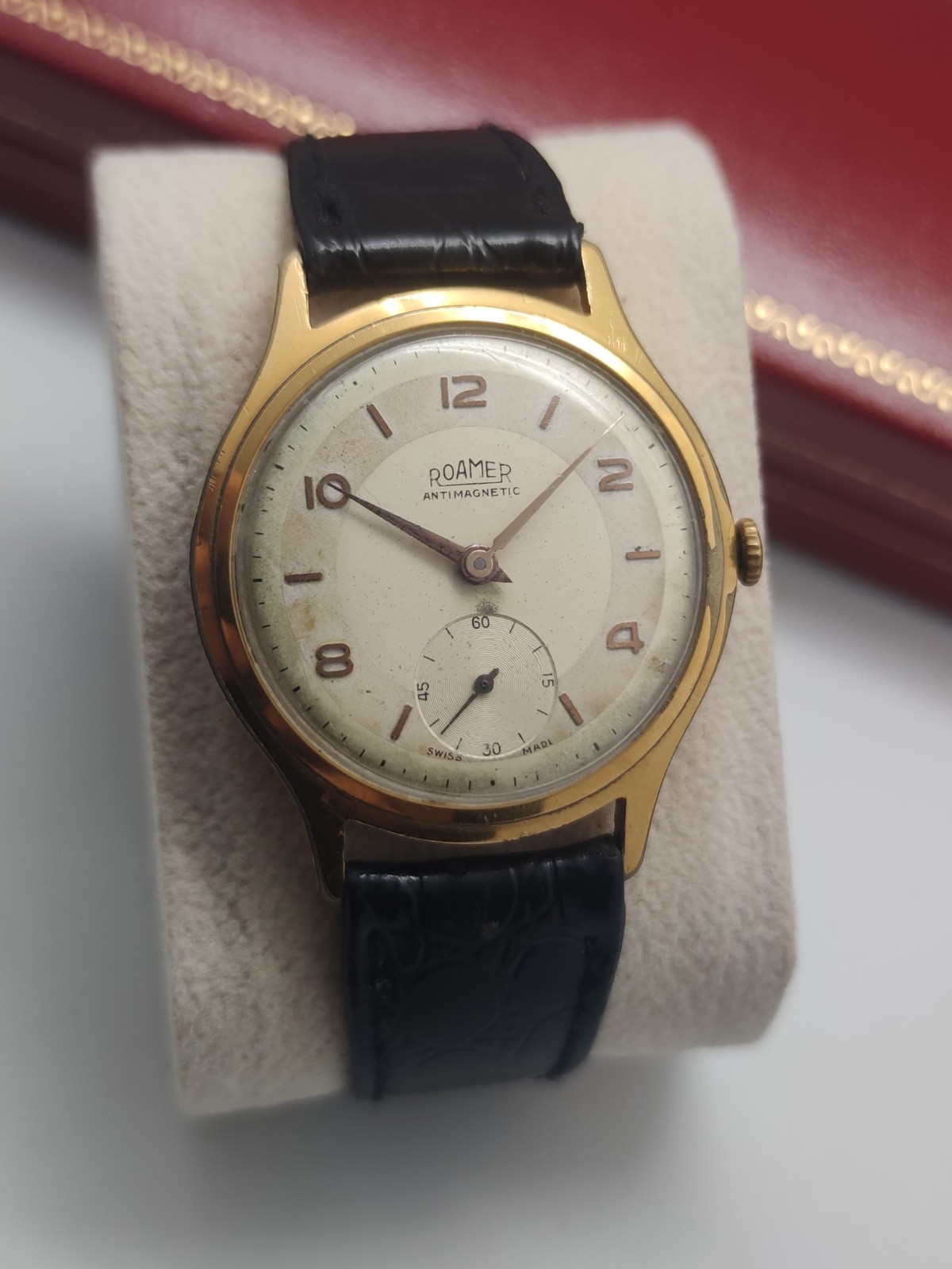 1950s Watch Roamer Manual Wind Style Military Gold Plated Swiss Made For Mens