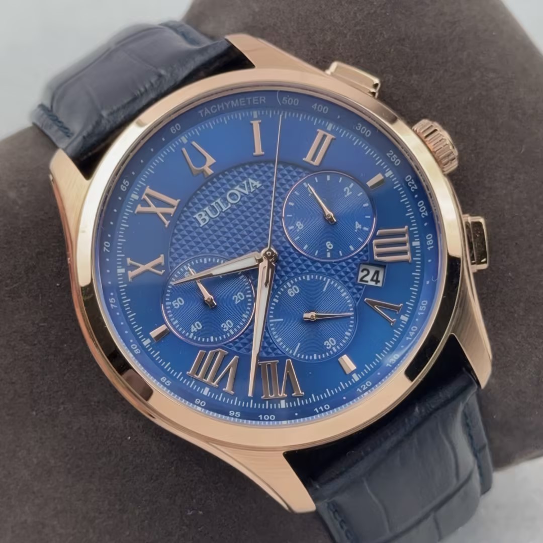 Bulova Wilton 97B170 Classic Blue Dial Chronograph Quartz Men’s Watch 46.5MM