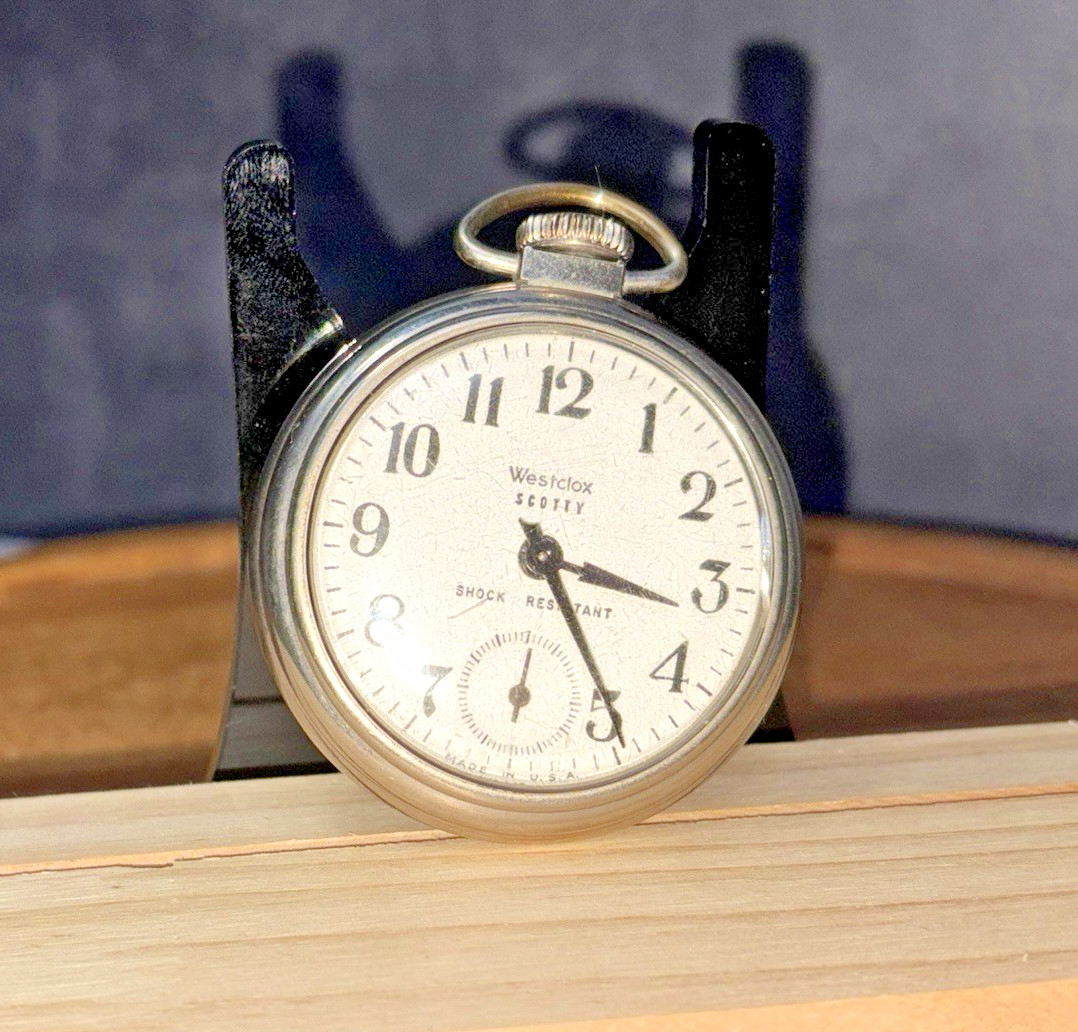 Vintage Westclox Scotty Shock Resistant Pocket Watch Made In USA