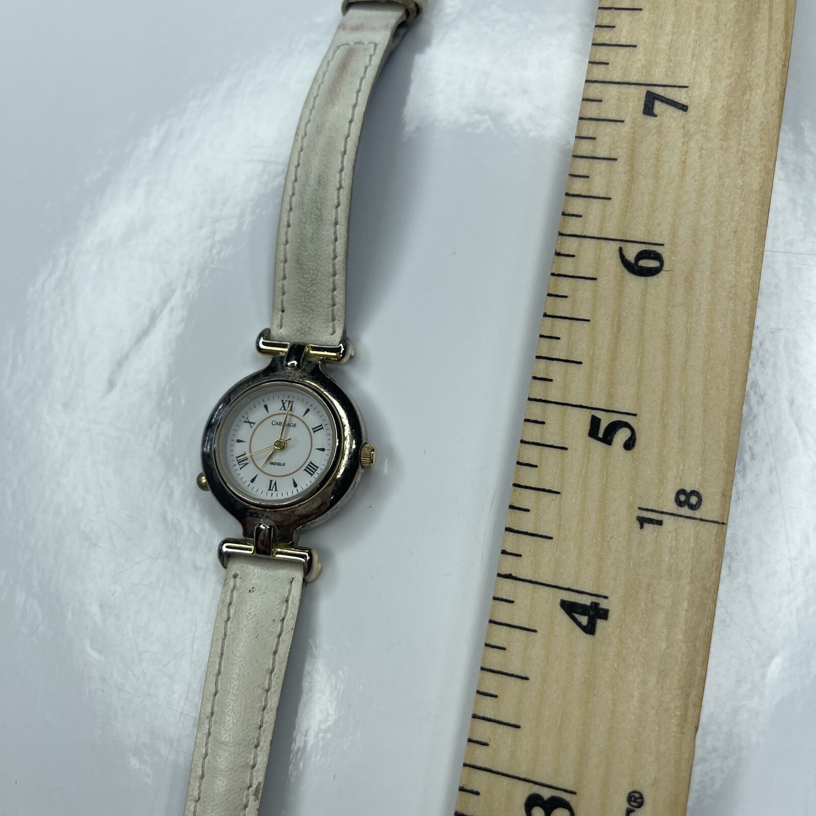 E Carriage Silver White Leather Ladies Vtg D4 Philippines Stainless Works