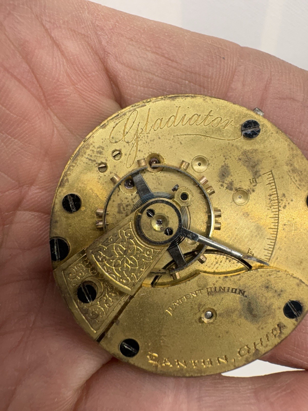 Hampden 18s Pocket Watch Movement Grade Gladiator Model 2 – 7 Jewels