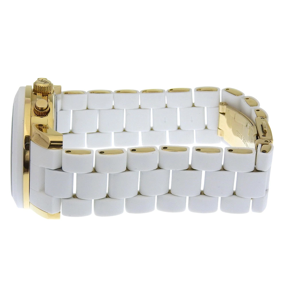 Michael Kors Watch MK5145 Gold Plated x Rubber Quartz Chronograph White Dial Lad