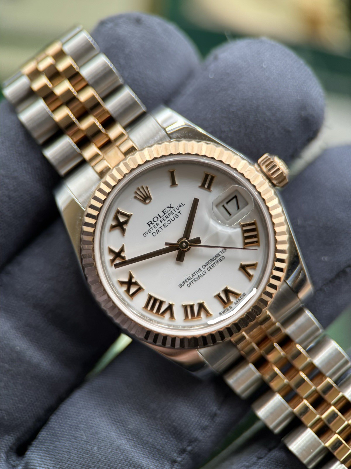 2016 Rolex Datejust 178271 White Roman TT 18k Rose Jubilee Full Set 31mm