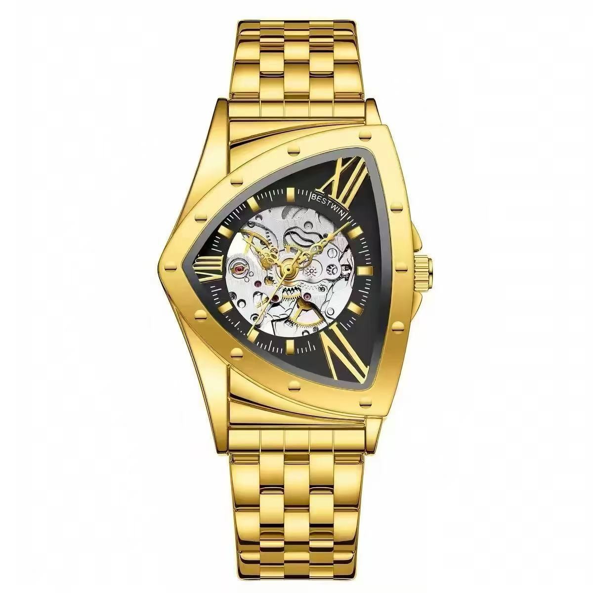 Triangular Skeleton Automatic Mechanical Watch, Wormhole Concept High-End Design