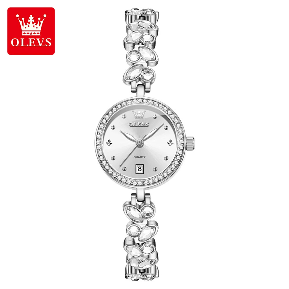 OLEVS Diamond Small Dial Wristwatch Calendar Luminous Quartz Watch for Women
