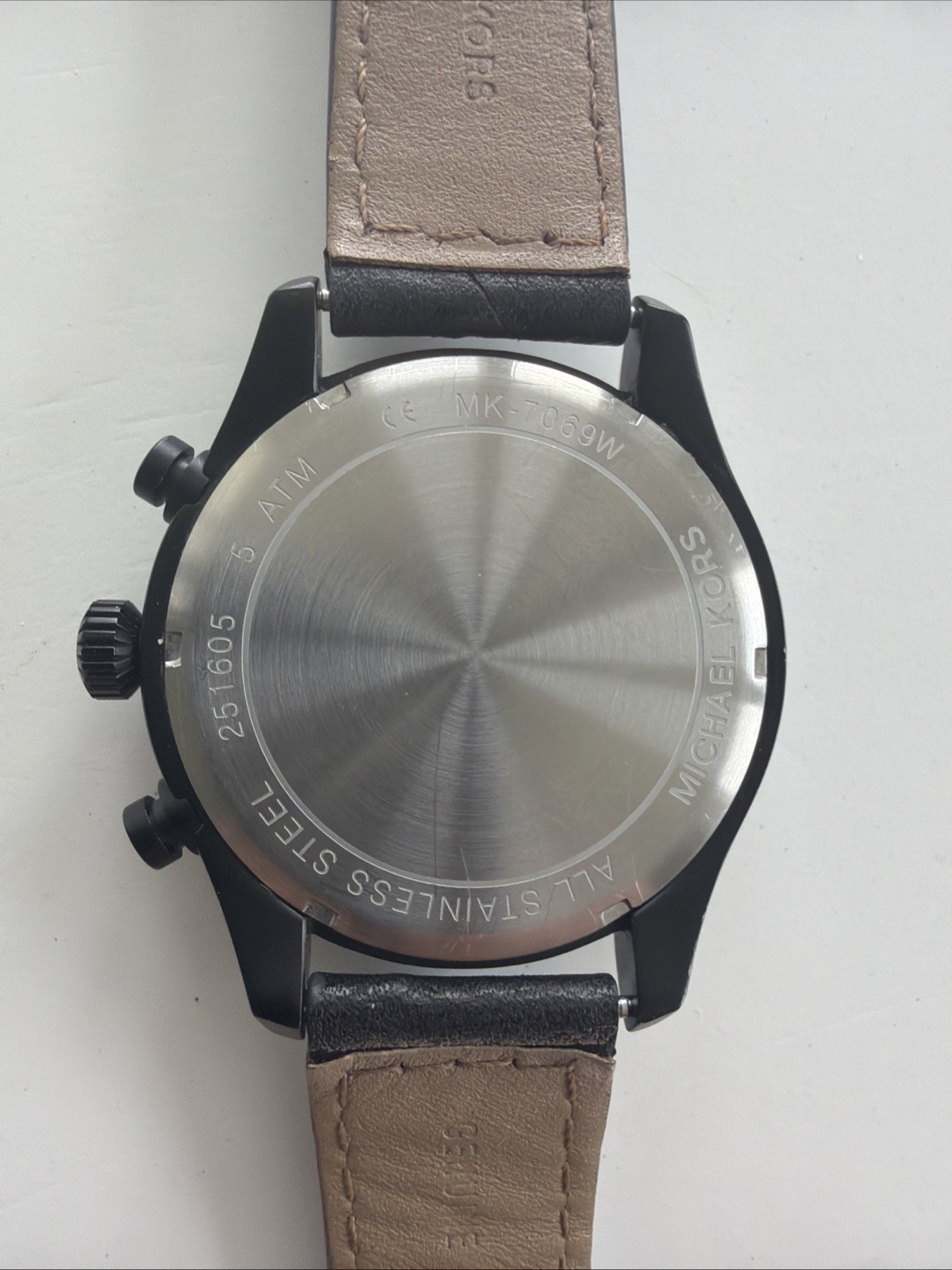 Michael Kors MK7069 Hangar Multi Functional Mens Leather Strap Wrist Watch 45mm
