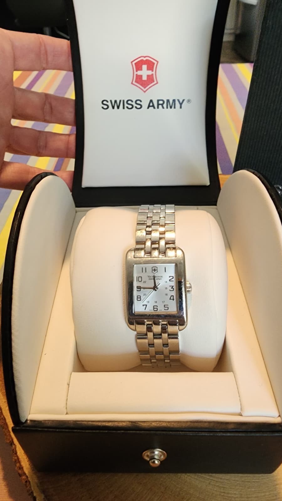 Swiss Army Victorinox Ladies Square Stainless Steel Watch Alliance Box Links